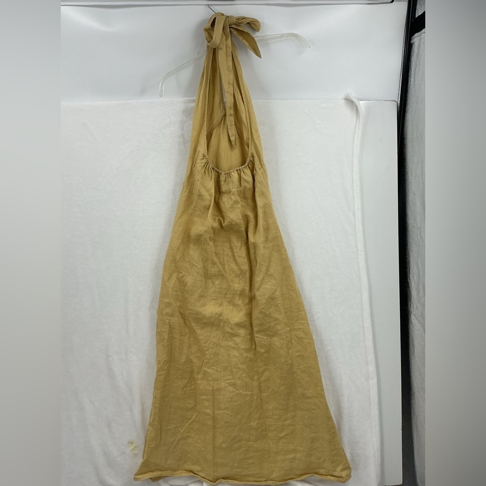 Sleeveless Backless Halter Maxi Dress in Mustard Yellow 666 - Picture 5 of 5